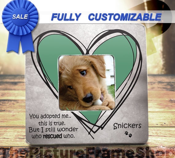 Who Rescued Who Dog Memorial Frame, Pet Adoption Gift