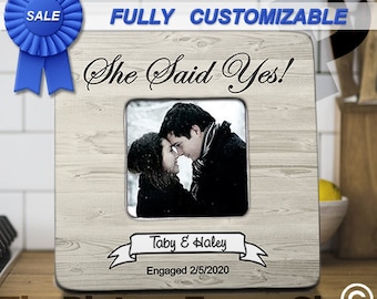Personalized Engagement Photo Frame, Newly Engaged Gift
