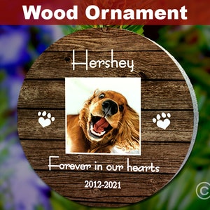 Pet Loss Ornament, Forever In Our Hearts, Dog Loss Ornament, Remembrance Ornament,Personalized Dog Photo Ornament Pet Memorial Ornament