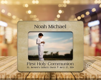 Personalized First Communion Picture Frame, Boy's Gift