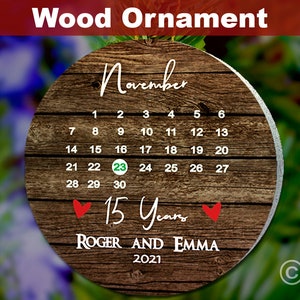 Ornament Anniversary 15 years, Anniversary Ornament Wood, Anniversary Ornament, Anniversary Ornament for Couples, Anniversary Calendar Wood