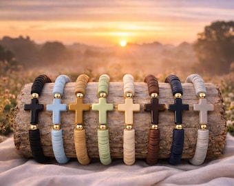 Handmade Cross Bracelet: Religious Jewelry Gift, Christmas Gift