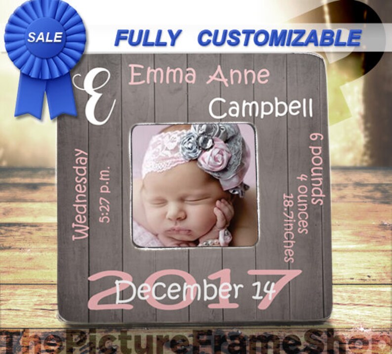 Personalized Birth Announcement Picture Frame Baby Stats Frame Etsy