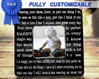Personalized Father's Day Picture Frame: Hero Dad Poem, Custom Wood Frame