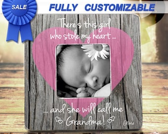 Personalized Grandmother Gift for Grandmother Personalized Picture Frame,Theres this Girl Who Stole My Heart Grandma First Mothers Day Frame