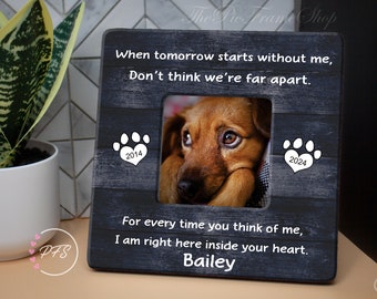 Pet Memorial Picture Frame: Dog or Cat Loss, Custom Wood Frame