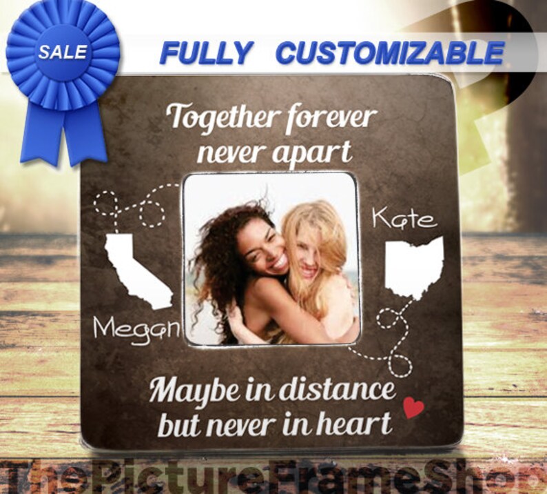 Bestfriend Frame Bestfriend Gift Friend Gift Friend Birthday Gift Together Forever Never Apart Long Distance Gift Long Distance Custom Frame image 3