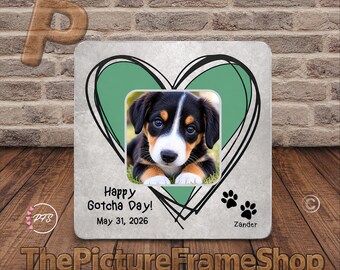 Gotcha Day Pet Adoption Frame, Natural Wood, Custom Pet Name Gift