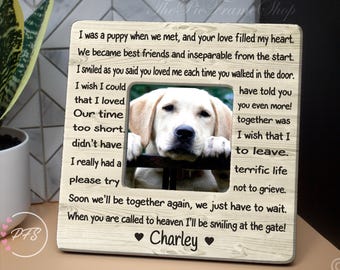 Personalized Dog Memorial Frame, Pet Loss Gift
