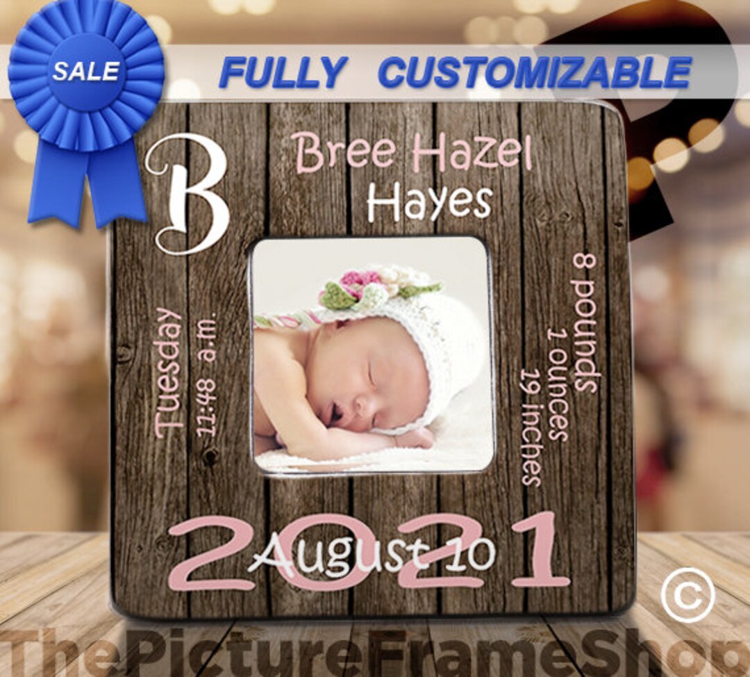 Personalized Birth Announcement Wood Frame, Baby Stats Keepsake - Etsy