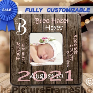 Personalized Birth Announcement Frame with Stats, New Baby Gift, Keepsake Gift To New Parents, Birth Stats Picture Frame, Baby Stats Frame