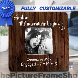 Engagement Gifts For Couple Personalized Engagement Party Gifts For Couple Engagement Picture Frame Custom Let Adventure Begin Date Frame image 2