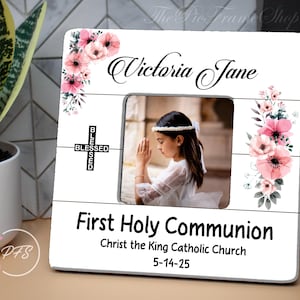 Personalized First Communion Picture Frame, Keepsake Gift Girl