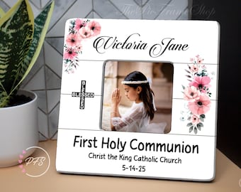 Personalized First Communion Picture Frame, Keepsake Gift Girl