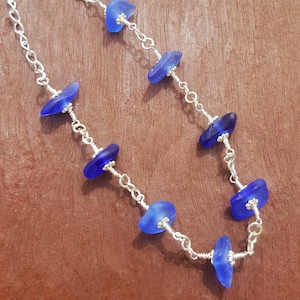 Beautiful Blue Sea Glass Necklace