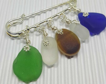 Lovely Seaham Sea Glass Kilt Pin/ Scarf or Shawl Pin / Brooch