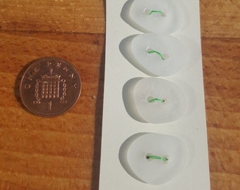 4 White Genuine Sea Glass Buttons