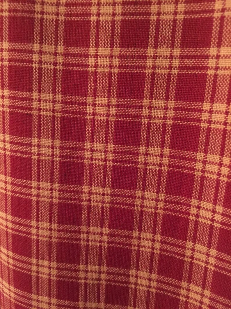 CranberryTan Check Valance w Teastain Border and Primitive Check Stars-With or Without Matching Straight