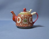 Fine and rare old Chinese famille rose red teapot quot Wan shou Wu Jiang - 万寿无疆 quot DSC_00867