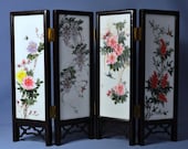 Old Chinese Porcelain Hand Painted Inset Table Screen in Rosewood Panels - DSC_00689