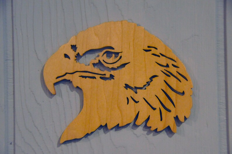 Handmade Bald Eagle Silhouette Scroll Saw Plwood Cutout Wooden Wall