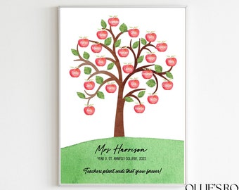 Digital Personalised Teacher Tree Gift, Apple Tree Class Present, End of Year print, Quotes For Teachers, Teacher Appreciation Print