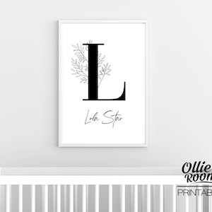 Impresión personalizada de nombre floral, nombre imprimible, impresión de nombre de letra, arte personalizado, impresión usted mismo, impresión diy, imprimible