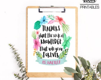 Personalised Digital Teacher Gift, Digital Print, Custom Teacher Print, Quotes For Teachers, Personalised Teacher Sign