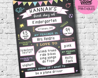 First Day of School Template, First Day of Chalkboard Sign, Back to School Sign, First Day of Kindergarten, First Day Printable