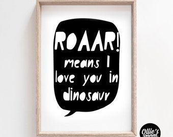 ROAR significa que te amo en DinosaurPrint / Digital Dino Art / Dinosaur Print / Nursery Art / Printable