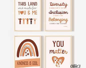 Inclusive Posters, Diversity Posters, Classroom Wall Art, Teacher Decor, Inclusive Classroom, Set of Posters, Office Decor, Teacher Print