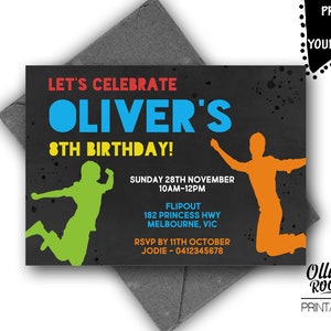 Jump Trampoline Bounce Invitation, Teen Birthday Invitation, Digital Invitation, Bounce Party, Let&#39;s Jump Party