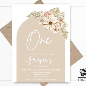 First Birthday Invitation | Third Birthday | Boho Floral Invitation | 2nd birthday | thirty birthday