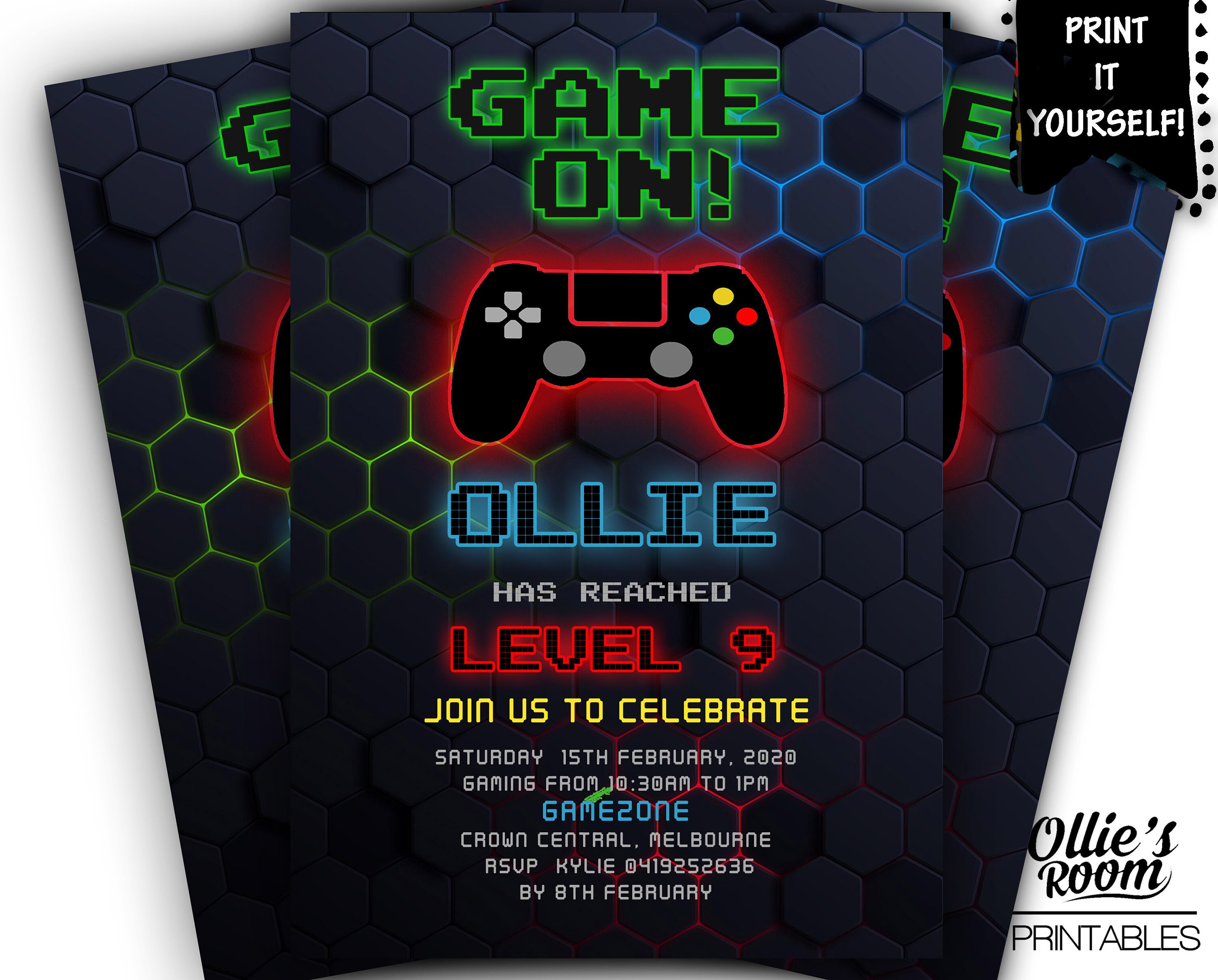 Video Game Party Invitation Gaming Birthday Invitation Etsy Australia