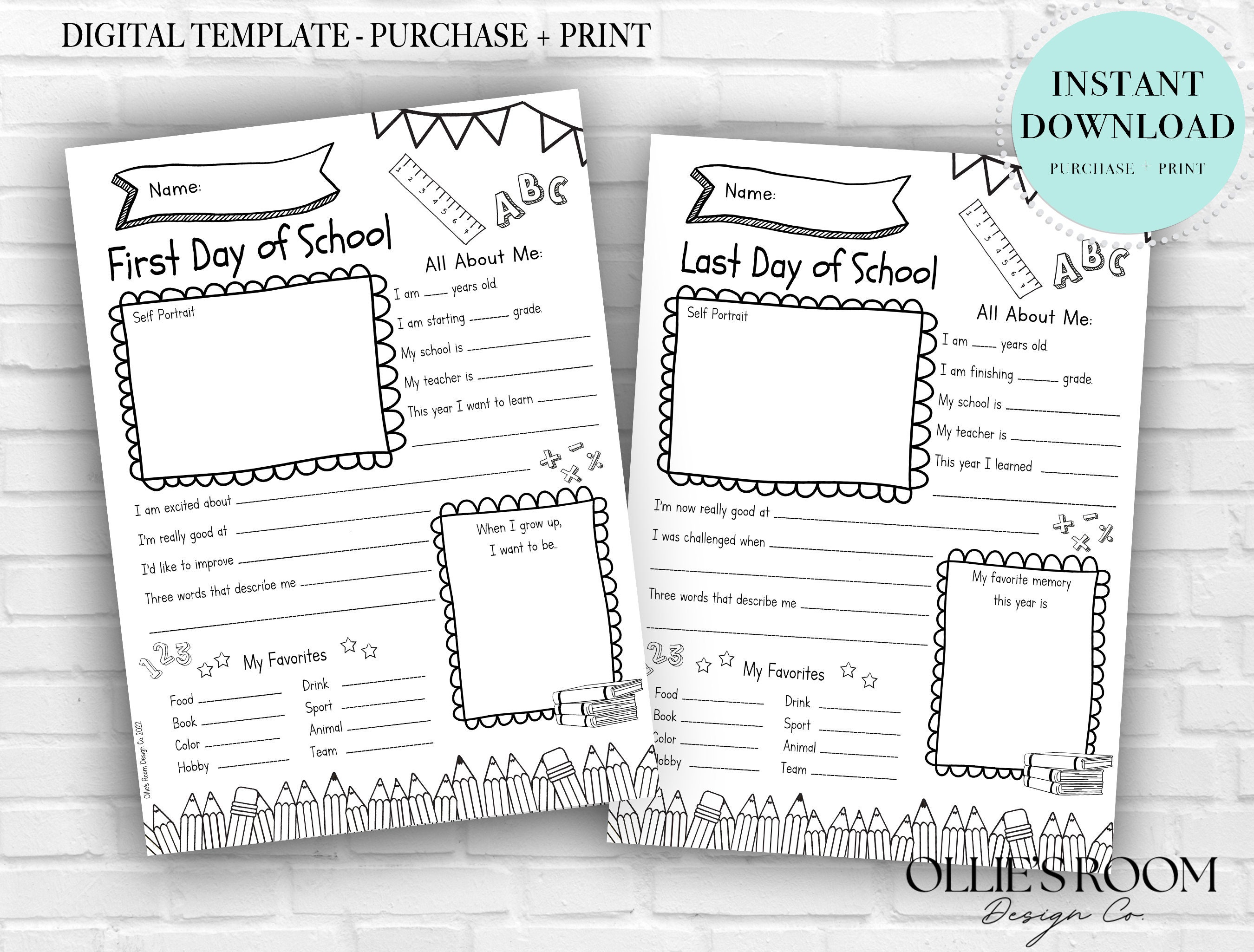 First and Last Day of School Printable, Back to School Template ...