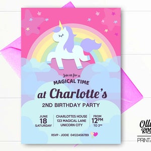 Unicorn Birthday Invitation | Unicorn Invitation | Unicorn Birthday | Unicorn Printable | Girl Invitation | Digital Invitation