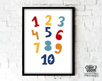 Superhero Numbers Print | Digital Number Chart Decor | Superhero Printable | Digital wall art | Classroom Print