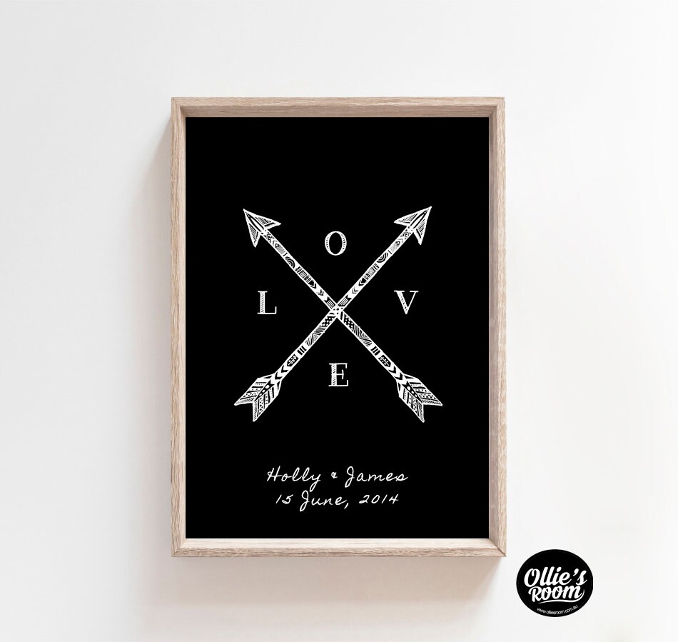 Tribal Love Arrow  Print, Digital Wedding Print, Love Print, Valentines Print, Wedding or Engagement Present, Digital Print