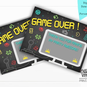 Videospiel Party Danke Karte | Arcade Geburtstag Danke | Gaming Einladung | Gaming Druckbare | Sofort Download | Geburtstag Danke