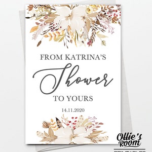 Floral Thank You Card, Bloemen kaart, rustieke bloemen, dank u kaart, baby shower dank u kaart,