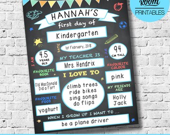 First Day of School Sign Template, Reusable First Day of Chalkboard, Back to School Sign, First Day of Kindergarten, First Day Printable