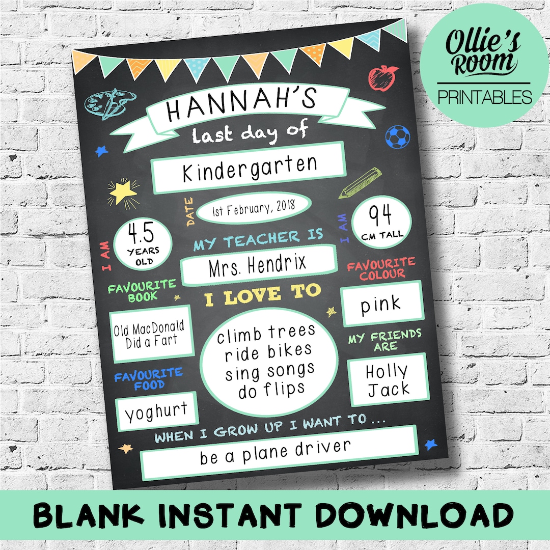 Last Day of School Sign Template, Reusable Last Day of Chalkboard, End ...