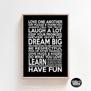 Digital House Rules Print, Home Decor, Digital Wall Art, In this house, family rules sign, printable house rules