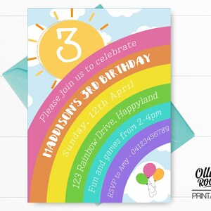 Rainbow Birthday Invitation | Rainbow Invitation | Rainbow Birthday | Rainbow | Girl Invitation | Digital Invitation