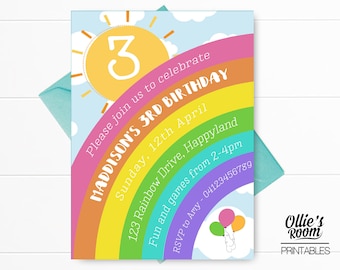 Rainbow Birthday Invitation | Rainbow Invitation | Rainbow Birthday | Rainbow | Girl Invitation | Digital Invitation