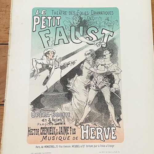 Le Petit Faust by Jules Cheret, Original 1886 shops Lithograph, Les Affiches Illustrees French Poster Art