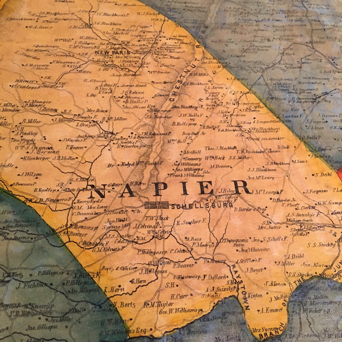 Rare 1861 Wall Map of Bedford County Pennsylvania Original Etsy