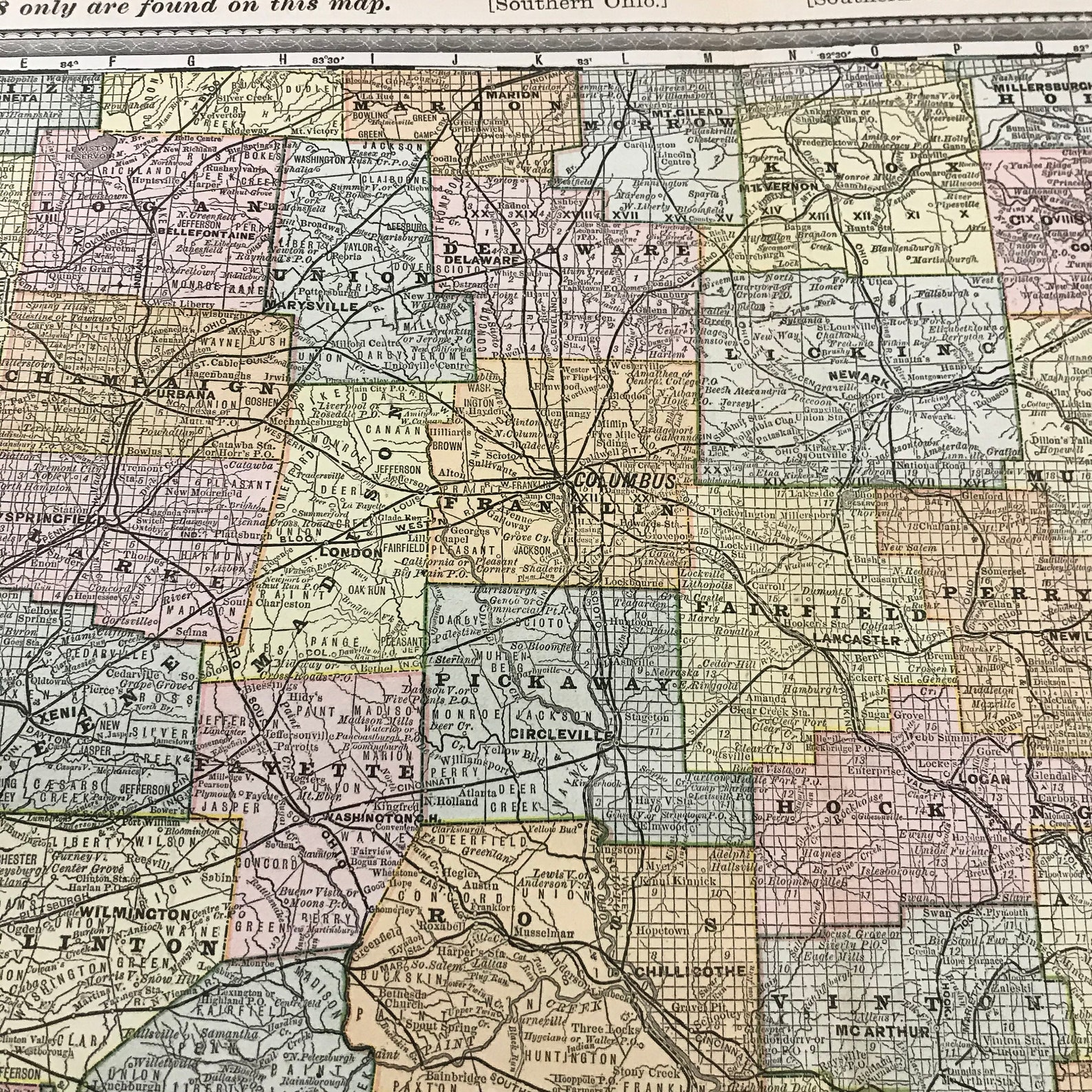 Antique Map of Southern Ohio Original 1882 Atlas Map for Etsy
