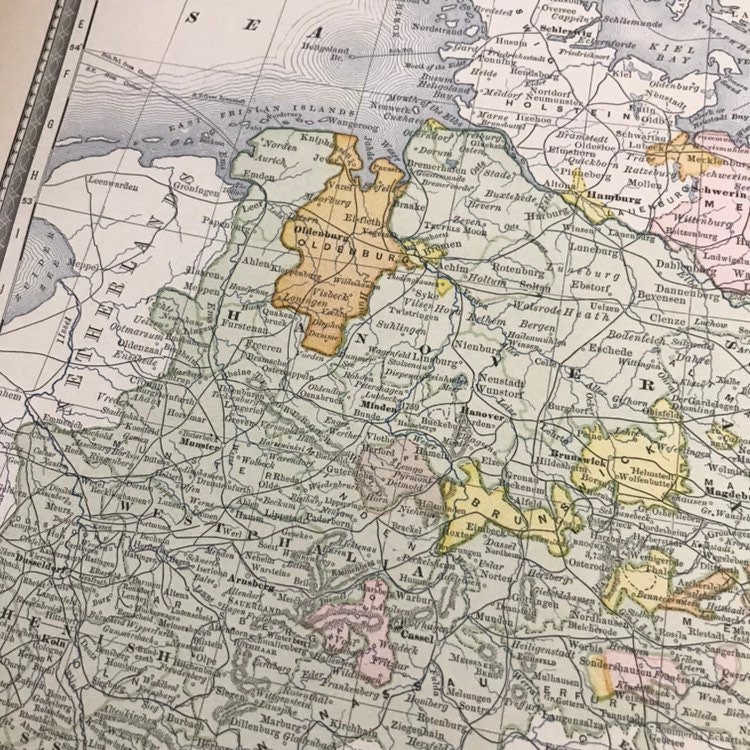 1882 antike Karte von Norddeutschland Original 19. | Etsy