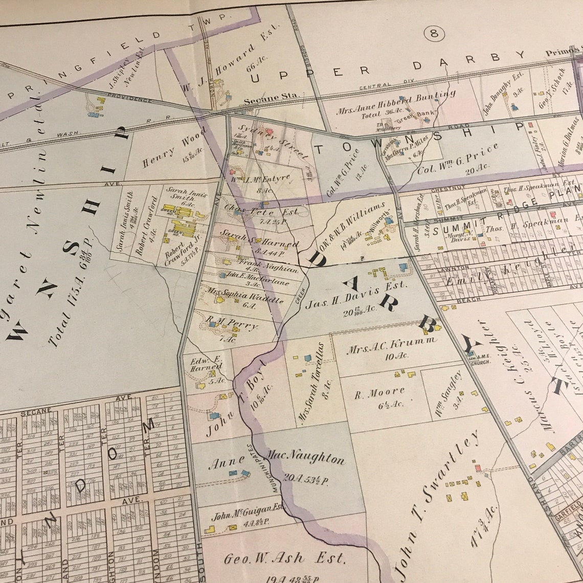 1909 Map of Darby and Ridley Townships Original Antique Map Etsy